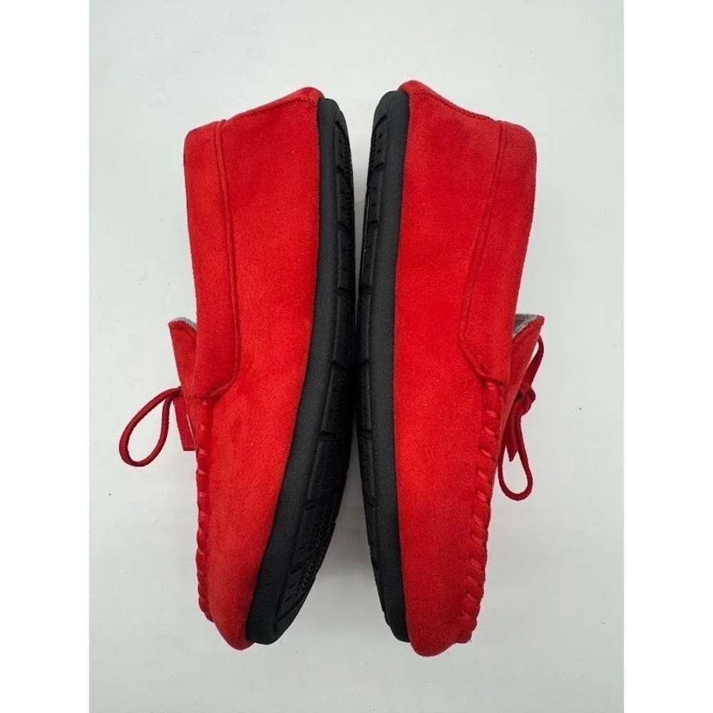 Original Penguin Kids Red Moccasin Slippers Fleece‎ Lined House Shoes Size 4